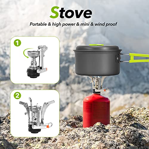 15 Piece Lightweight Non-Stick Camping Cookware Set
