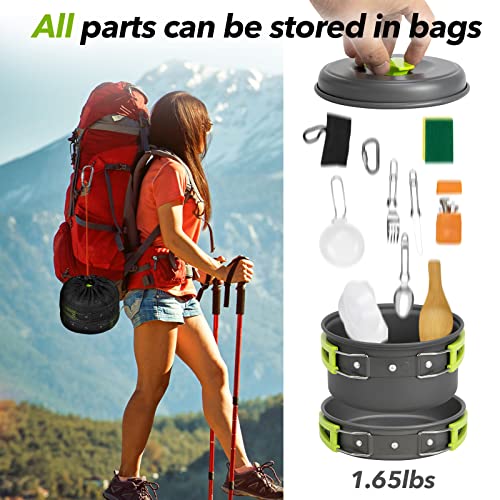 15 Piece Lightweight Non-Stick Camping Cookware Set