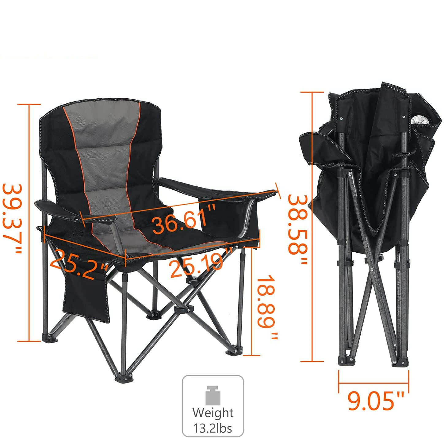 ALPHA CAMP Oversize Outdoor Folding Chair with Cup Holder