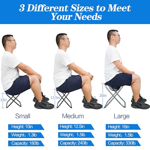 Portable Folding Camping Stool, 12.5in Height, Black, 1 Pack