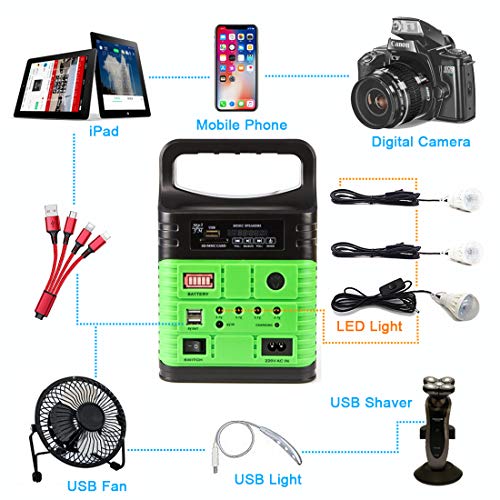 Portable Solar Generator with LED Lights for Camping & Home