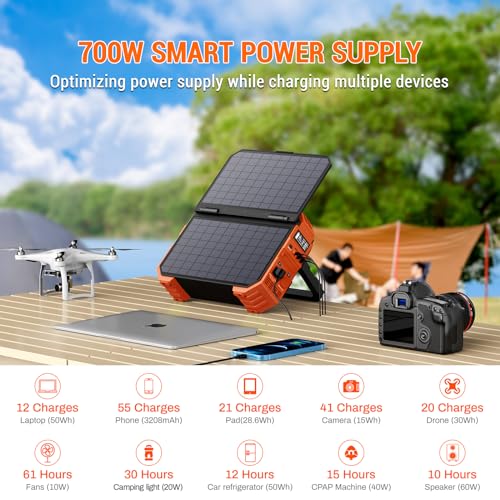 Portable Solar Power Station with 614WH Battery Pack