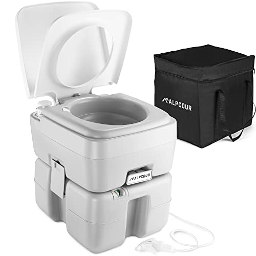 Alpcour Portable Toilet - Compact Indoor/Outdoor Commode, 5.3 Gallon