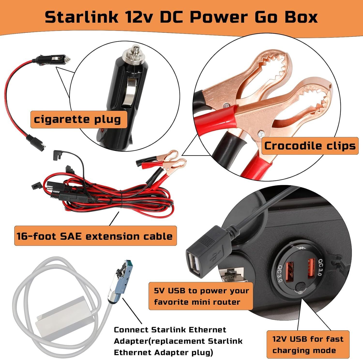 Starlink Go Box Kit for DC Power Conversion