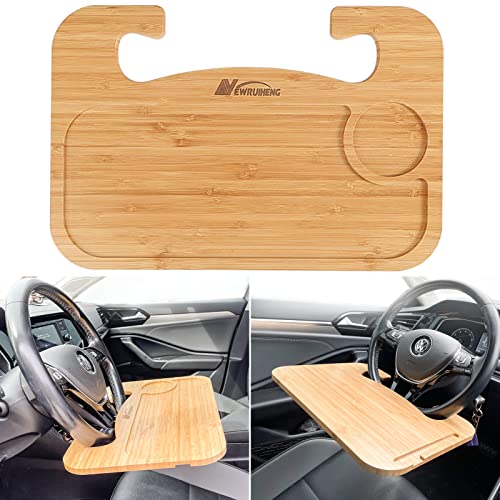 Bamboo Steering Wheel Tray for Car Camping Essentials