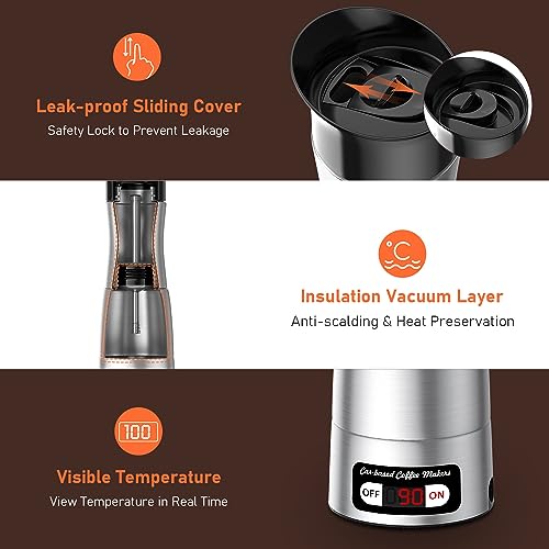 KreeySant Portable Coffee Maker, 3-In-1 for Travel