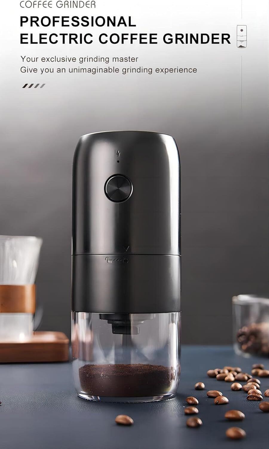 Portable Electric Burr Coffee Grinder with USB Connectivity