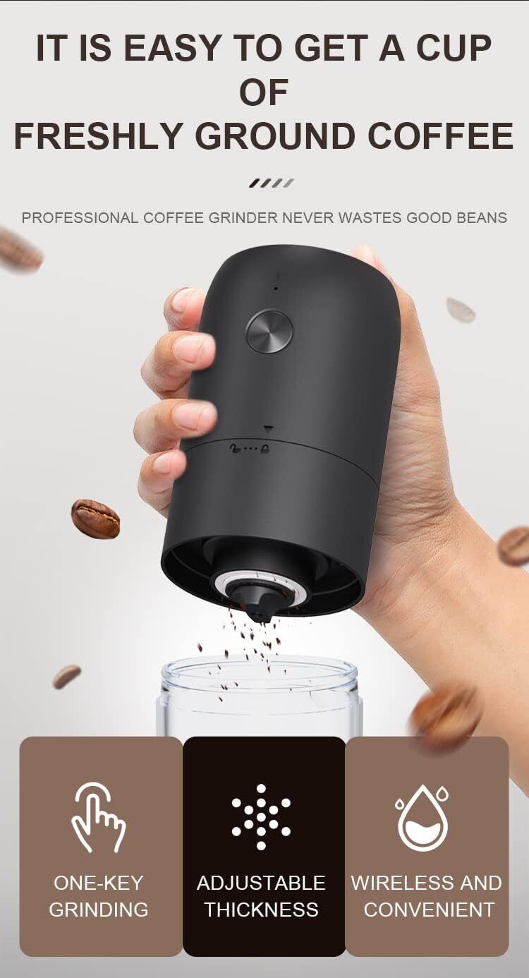 Portable Electric Burr Coffee Grinder with USB Connectivity