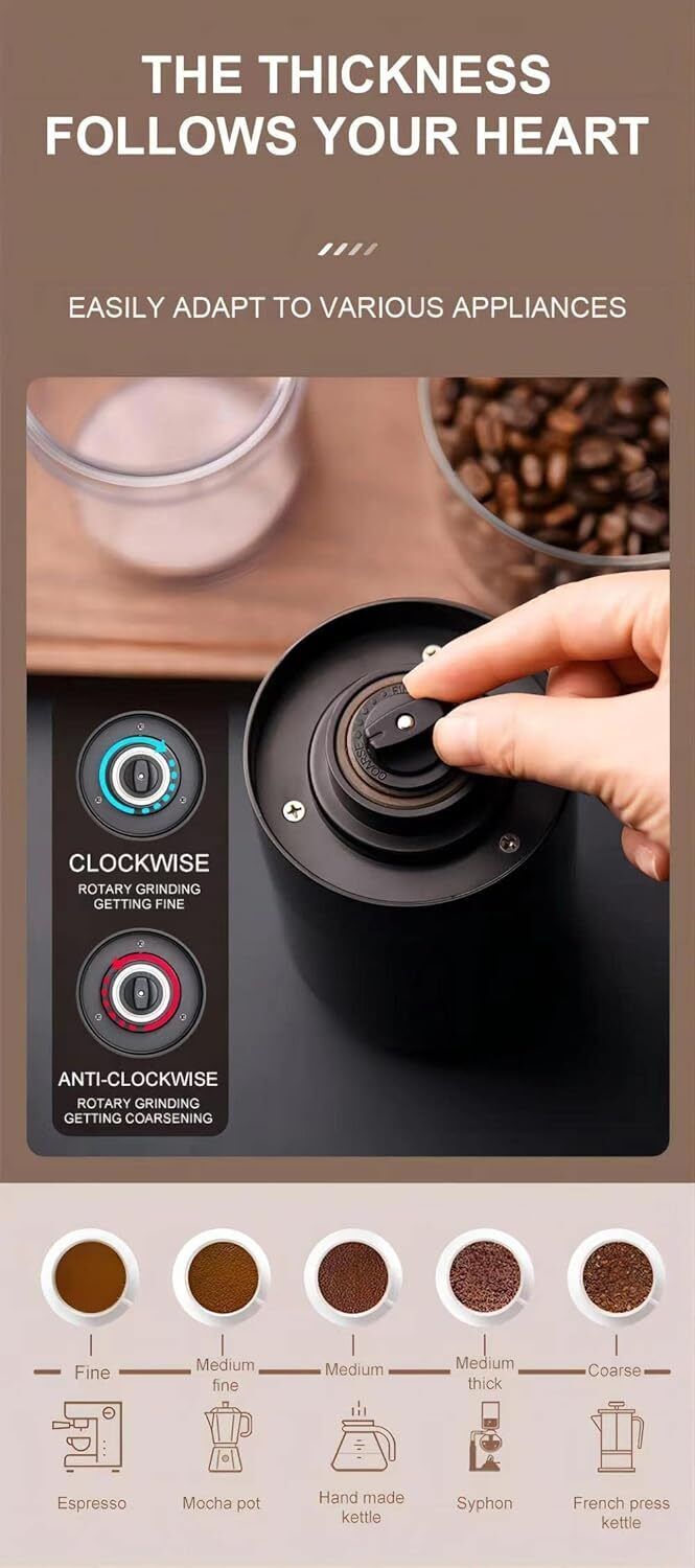 Portable Electric Burr Coffee Grinder with USB Connectivity