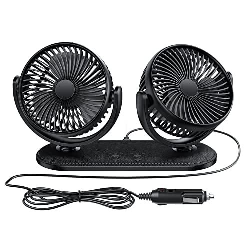 Dual Head Portable Car Fan for Vehicle Air Circulation
