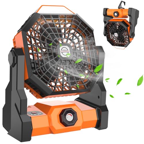 Rechargeable Hangable Camping Fan with LED Lantern (Orange)