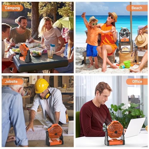 Rechargeable Hangable Camping Fan with LED Lantern (Orange)