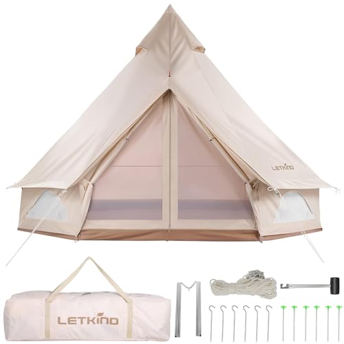 10ft Canvas 4 Season Waterproof Camping Tent for 4/6 Person