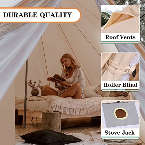 10ft Canvas 4 Season Waterproof Camping Tent for 4/6 Person