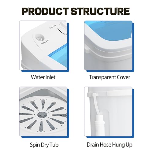Compact Mini Twin Tub Washing Machine with Drying Rack