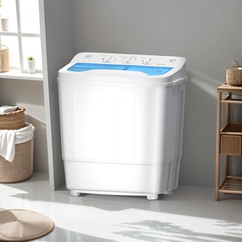 Compact Mini Twin Tub Washing Machine with Drying Rack