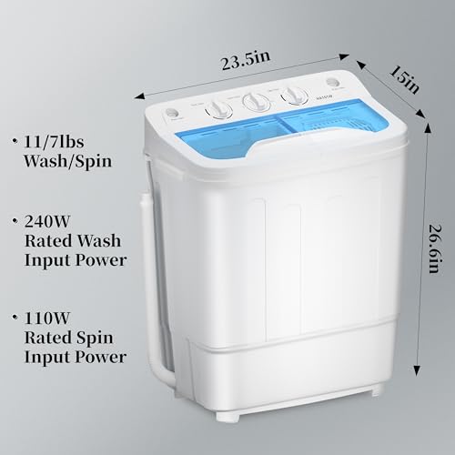Compact Mini Twin Tub Washing Machine with Drying Rack