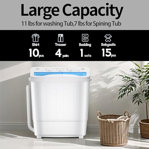 Compact Mini Twin Tub Washing Machine with Drying Rack