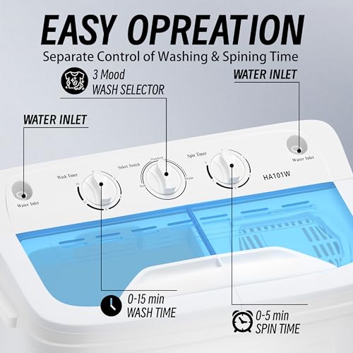 Compact Mini Twin Tub Washing Machine with Drying Rack