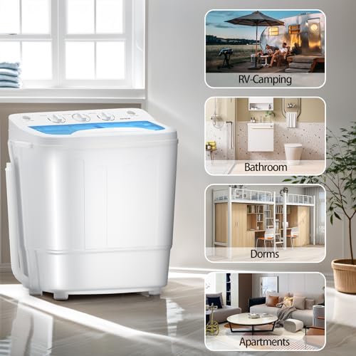 Compact Mini Twin Tub Washing Machine with Drying Rack