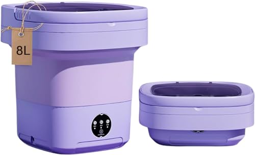 8L Portable Foldable Mini Washer for Camping/Home (Purple)