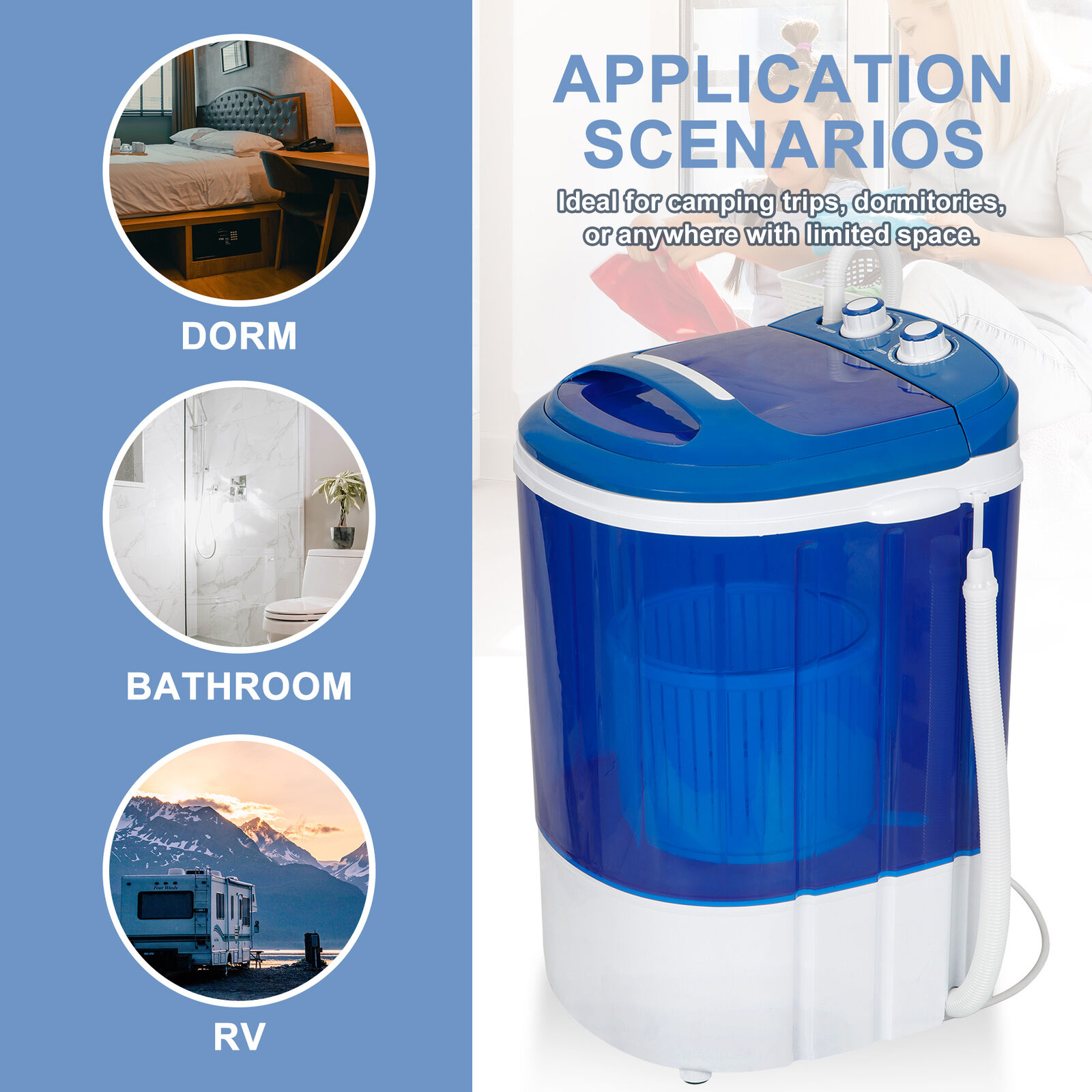 Compact 9lb Portable Washing Machine for Dorms