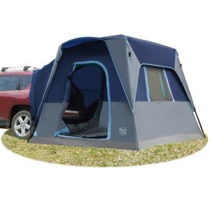 Blue 5-Person SUV Tent with Movie Screen, Weather Resistant