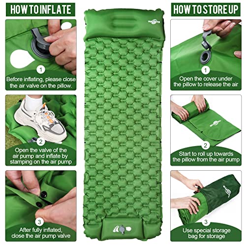 Ultralight Inflatable Sleeping Pad for Camping with Built-in Pump