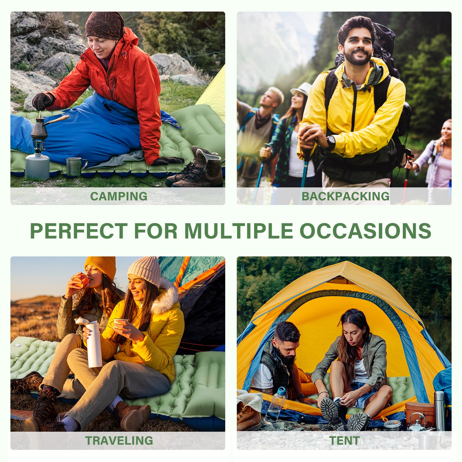 Extra thick inflatable sleeping pad with air pillow