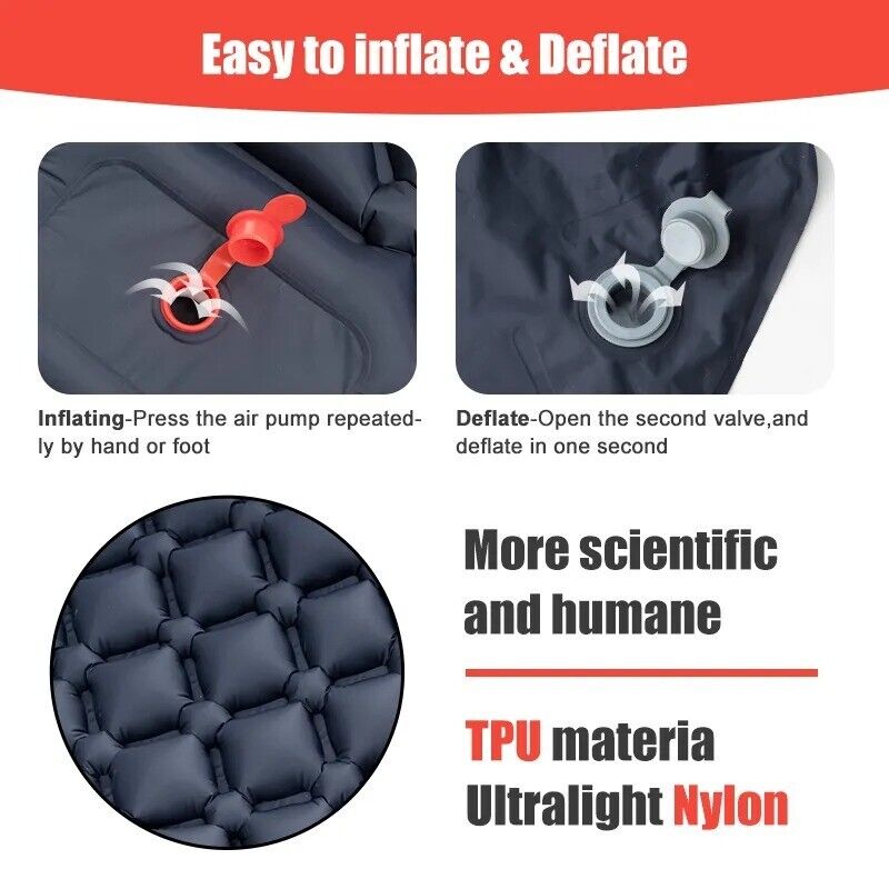 Inflatable Camping Mattress with Pillow Pad - Portable