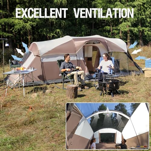 PORTAL 8-Person Tunnel Tent with Screen Porch - Weather Resistant