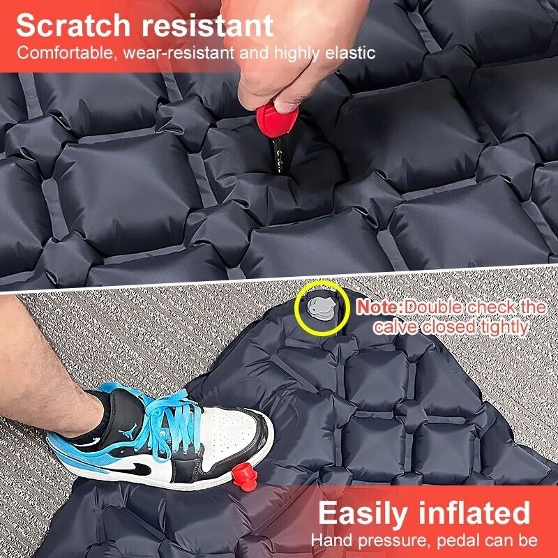 Inflatable Camping Mattress with Pillow Pad - Portable