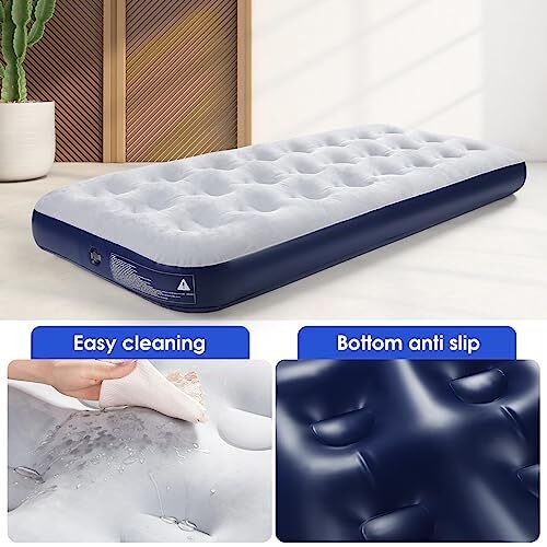 Inflatable Camping Air Mattress with Flocked Surface