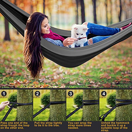 Qevooon Portable Camping Hammock with Net and Straps