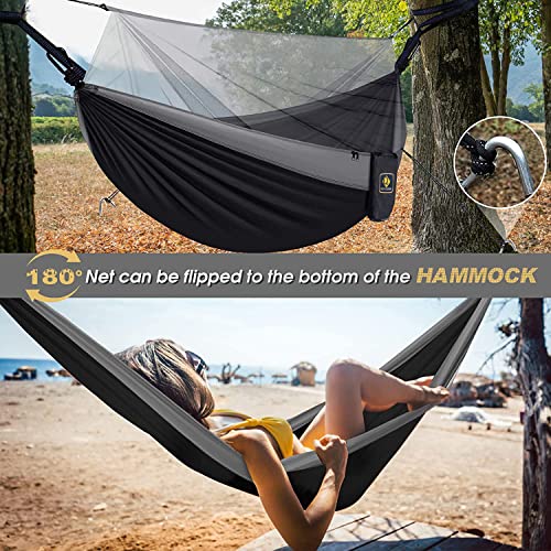 Qevooon Portable Camping Hammock with Net and Straps