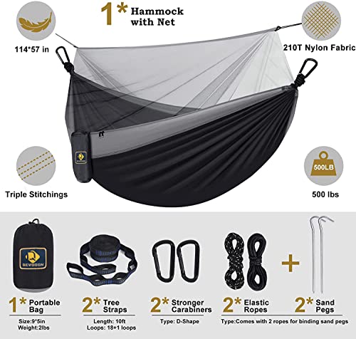 Qevooon Portable Camping Hammock with Net and Straps