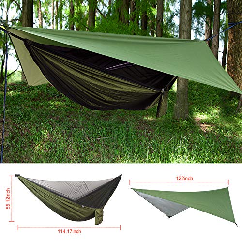 FIRINER Camping Hammock with Rain Fly and Mosquito Net
