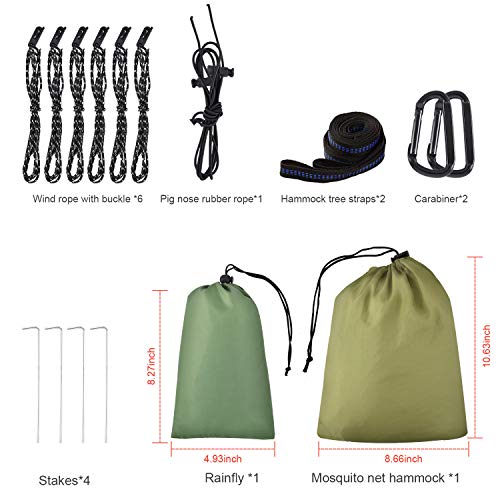 FIRINER Camping Hammock with Rain Fly and Mosquito Net