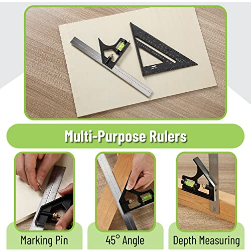 Woodworking Square and Combination Square Set, 7 Inch