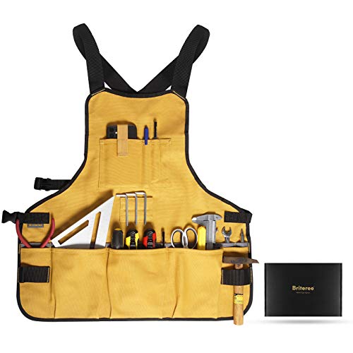 BRITEREE Canvas Work Tool Apron with 21 Pockets