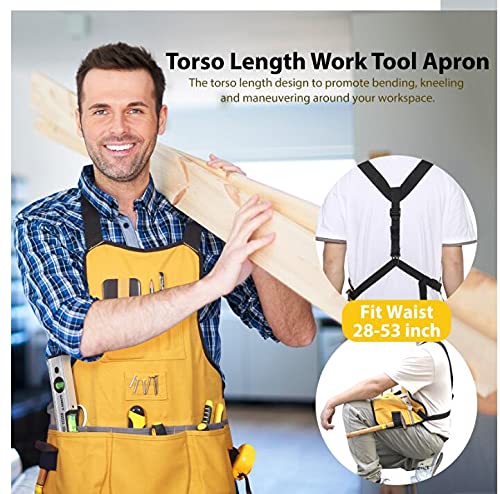 BRITEREE Canvas Work Tool Apron with 21 Pockets
