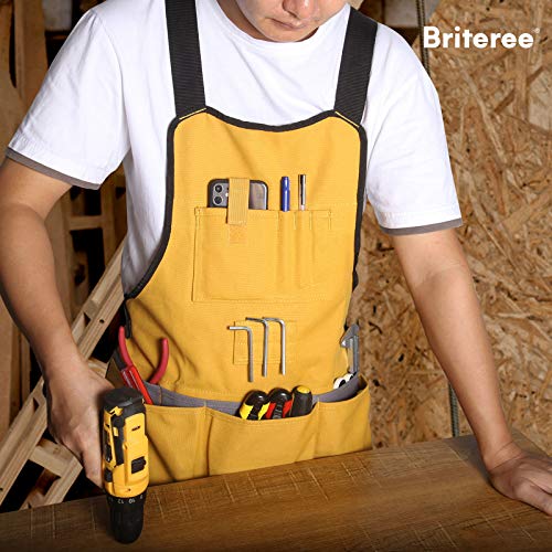 BRITEREE Canvas Work Tool Apron with 21 Pockets