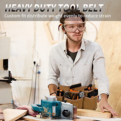 Waxed Canvas Tool Apron with 13 Pockets, Adjustable