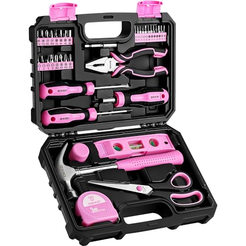 DEKOPRO Pink Women's Woodworking Tool Set: 42 Pieces