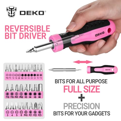 DEKOPRO Pink Women's Woodworking Tool Set: 42 Pieces