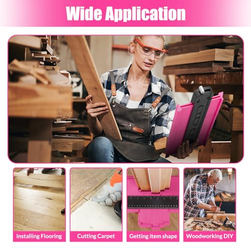 Pink Contour Gauge Profile Tool with Lock, 10+6inch