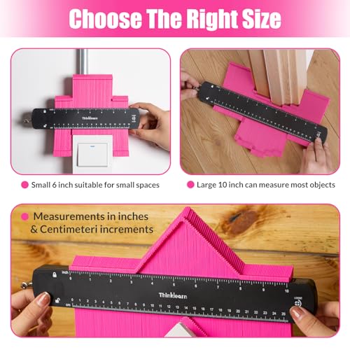 Pink Contour Gauge Profile Tool with Lock, 10+6inch