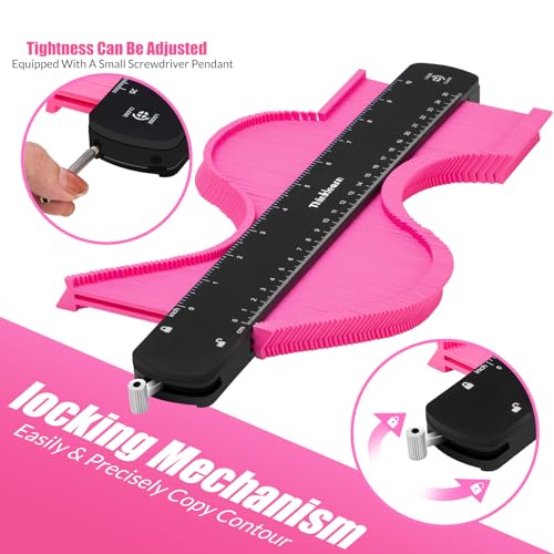 Pink Contour Gauge Profile Tool with Lock, 10+6inch