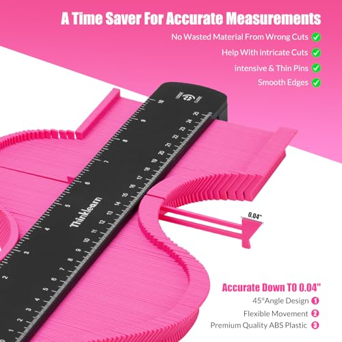 Pink Contour Gauge Profile Tool with Lock, 10+6inch
