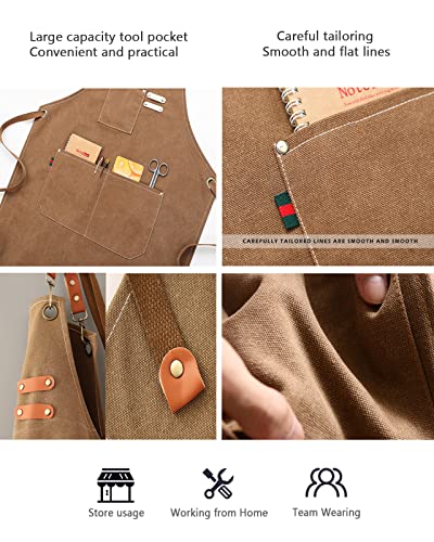 Canvas Cross Back Woodworking Apron with Large Pockets